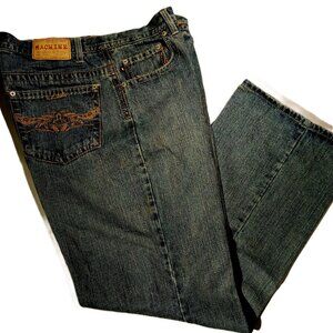 MACHINE JEANS  Men's  34 x 32  Vintage Y2K   Straight  Tan Pocket Stitch VGC